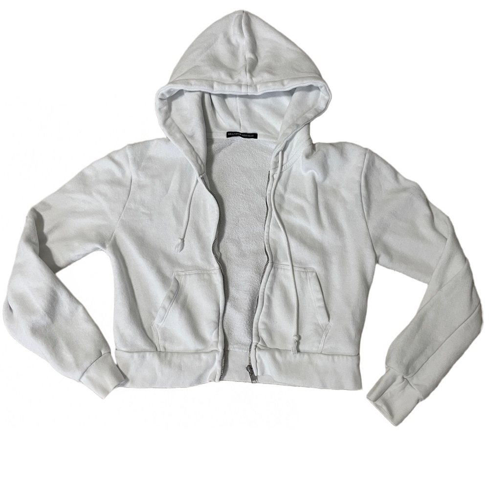 Cutest cropped brandy melville white zip up!